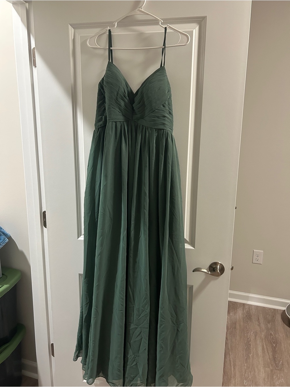 Azazie Deep Green Spaghetti Strap Maxi Dress